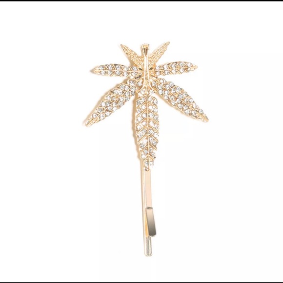 Gold Rhinestone Hemp Flower Hairpin - Picture 2 of 4